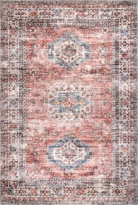 Peach 6' x 9' Zia Persian Washable Rug swatch