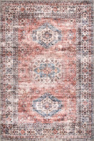 Peach 2' x 3' Zia Persian Washable Rug swatch