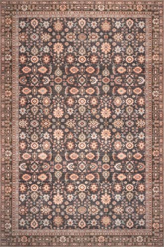 Brown 4' x 6' Claire Washable Floral Rug swatch