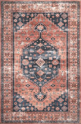 Rust Daisy Washable Persian Rug swatch