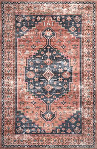 Rust 6' x 9' Daisy Washable Persian Rug swatch