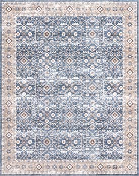Blue 5' x 8' Cassie Vintage Tracery Washable Rug swatch