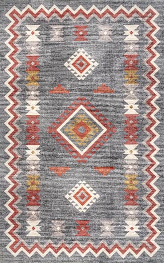 Gray Nancy Southwestern Diamond Washable Rug swatch