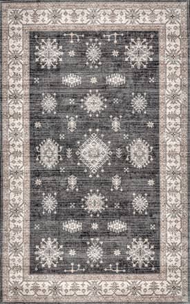 Charcoal 5' x 8' Andrea Bordered Washable Rug swatch