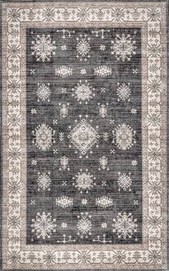 Charcoal 8' Andrea Bordered Washable Rug swatch