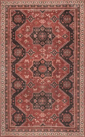 Red 5' x 8' Meilani Persian Bordered Washable Rug swatch
