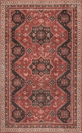 Red Meilani Persian Bordered Washable Rug swatch
