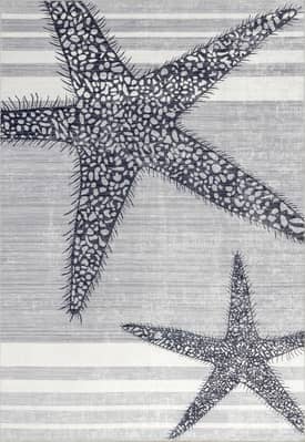 Light Gray 5' x 8' Kim Washable Starfish Rug swatch