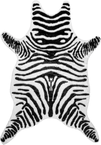 Black and White 5' x 6' 7" Clara Zebra Washable Rug swatch