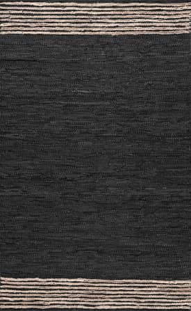 Gray Jute Braided Leather Rug swatch