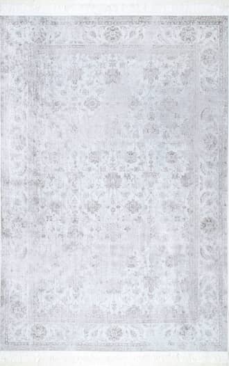 Silver 4' x 6' Fading Floral Fringe Rug swatch