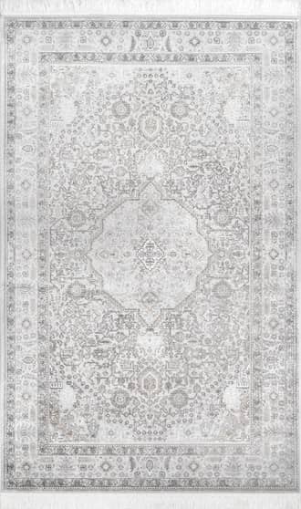 Silver 2' 8" x 8' Persian Medallion Fringe Rug swatch