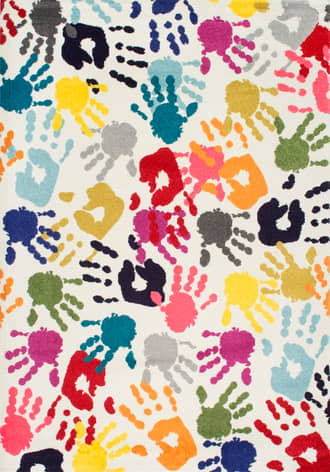 Multicolor 2' 5" x 8' Handprint Collage Rug swatch