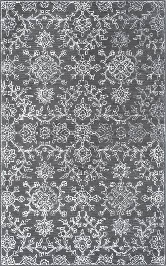 Charcoal MA03 Hand Tufted Wool Floral Ogee Damask Rug swatch