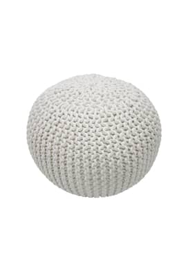 White Knitted Round Pouf swatch
