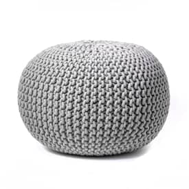 Gray Knitted Round Pouf swatch