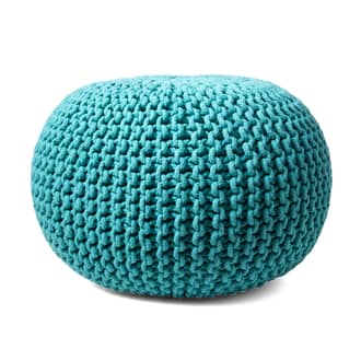 Turquoise Knitted Round Pouf swatch