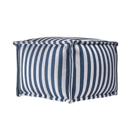 Blue Printed Striped Indoor/Outdoor Pouf swatch