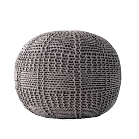 Gray Knitted Cotton Basketweave Pouf swatch