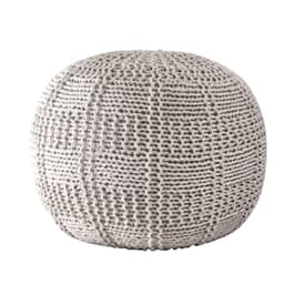Ivory Knitted Cotton Basketweave Pouf swatch