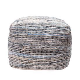 Natural Knitted Jute and Denim Pouf swatch