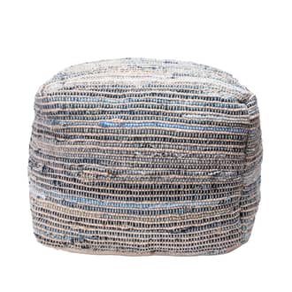 Knitted Jute and Denim Pouf primary image