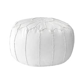 Ivory Faux Leather Pouf swatch