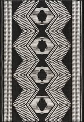 Black 9' 6" x 12' Iris Totem Indoor/Outdoor Flatweave Rug swatch