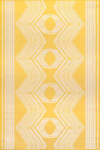 Yellow 6' 7" x 9' Iris Totem Indoor/Outdoor Flatweave Rug swatch