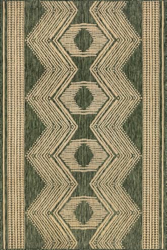 Green 6' 7" x 9' Iris Totem Indoor/Outdoor Flatweave Rug swatch