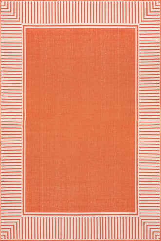 Orange 9' 6" x 12' Striped Border Indoor/Outdoor Flatweave Rug swatch