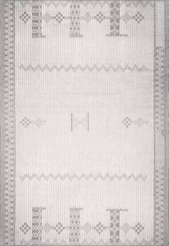 Light Grey Tribal Indoor/Outdoor Flatweave Rug swatch