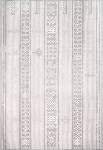 Light Grey 5' x 8' Banded Indoor/Outdoor Flatweave Rug swatch