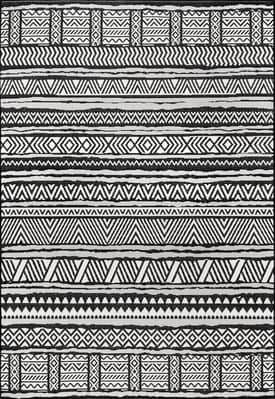 Black 5' x 8' Striped Banded Indoor/Outdoor Rug swatch