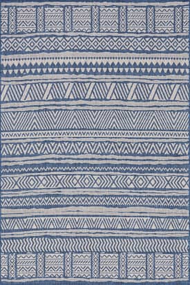 Blue Striped Banded Indoor/Outdoor Rug swatch