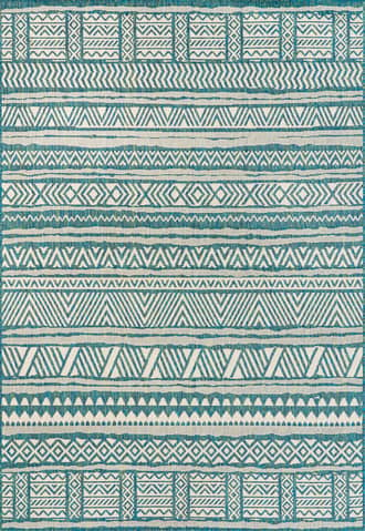 Green 4' x 6' Striped Banded Indoor/Outdoor Rug swatch