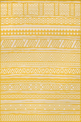 Yellow 5' x 8' Striped Banded Indoor/Outdoor Rug swatch