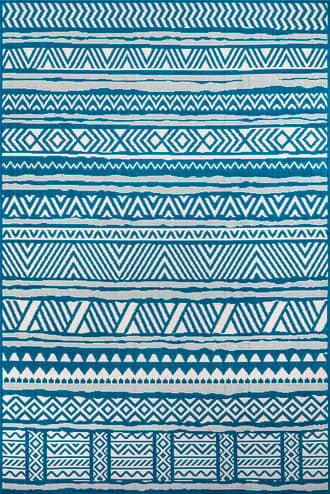Teal Striped Banded Indoor/Outdoor Rug swatch