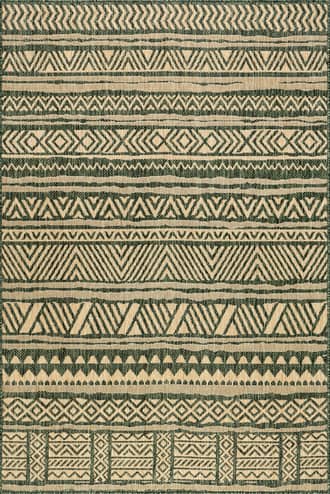 Green Striped Banded Indoor/Outdoor Rug swatch