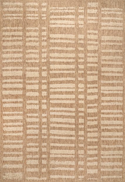 Beige Faded Stripes Indoor/Outdoor Area Rug