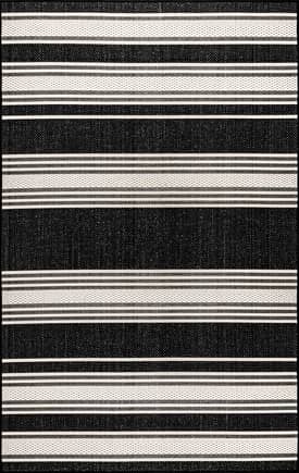 Black 2' x 8' Romy Striped Indoor-Outdoor Rug swatch