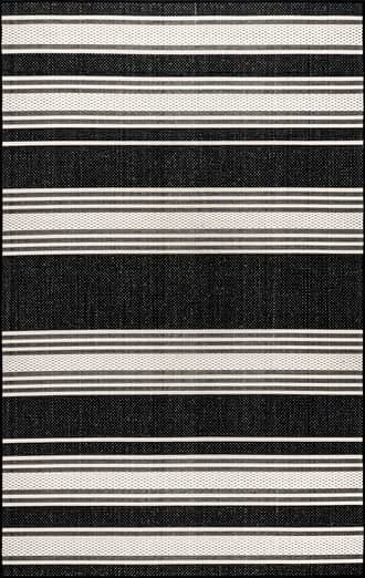 Black 2' x 3' Romy Striped Indoor/Outdoor Rug swatch