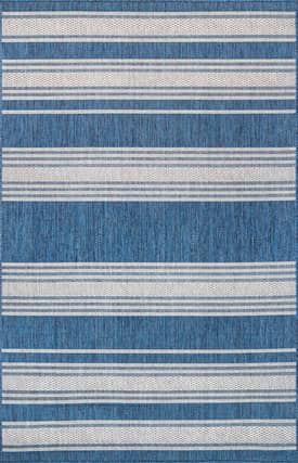 Blue 5' x 8' Romy Striped Indoor-Outdoor Rug swatch