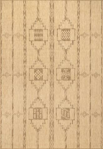 Beige 6' 7" x 9' Liana Striped Geometric Indoor/Outdoor Rug swatch