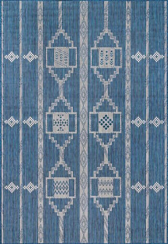 Blue Liana Striped Geometric Indoor/Outdoor Rug swatch