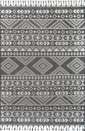 Gray Banded Tribal Printed Flatweave Rug swatch