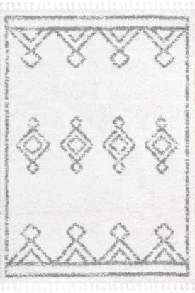 White 10' 2" x 14' Moroccan Diamond Drop Tassel Rug swatch