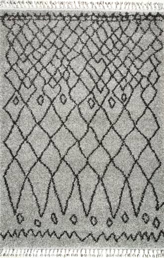 Gray Moroccan Trellis Tassel Rug swatch