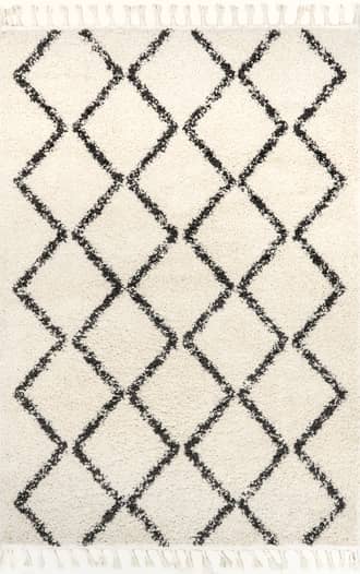 Off White 5' 3" x 7' 7" Simple Trellis With Braided Tassels Rug swatch