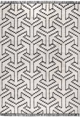 Beige 2' 8" x 8' Modern Tessellation Tasseled Rug swatch